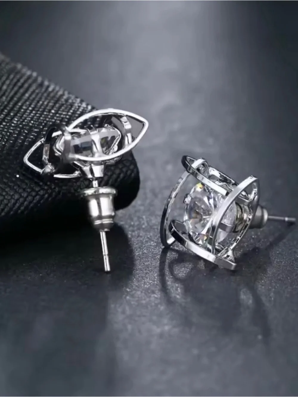 Italian Luxury Boutique Diamond Simulant Crystal Stud Earrings NWOT